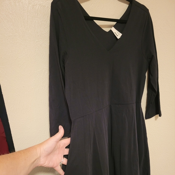 Pact Women's Organic Cotton Fit & Flare Midi Party Dress Pockets Size XL Black - Picture 9 of 12